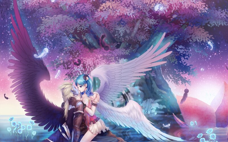 Angel and Demon Couple — Purple, Dreamy