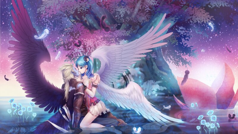 Angel and Demon Couple — Purple, Serene