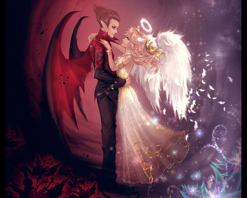 Angel and Demon Couple — Purple