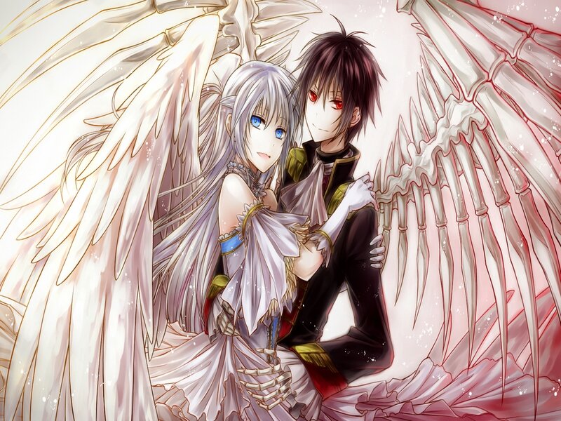 Angel and Demon Couple — White, Dramatic, Anime