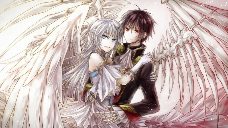 Angel and Demon Couple — White, Dramatic, Anime, Wings