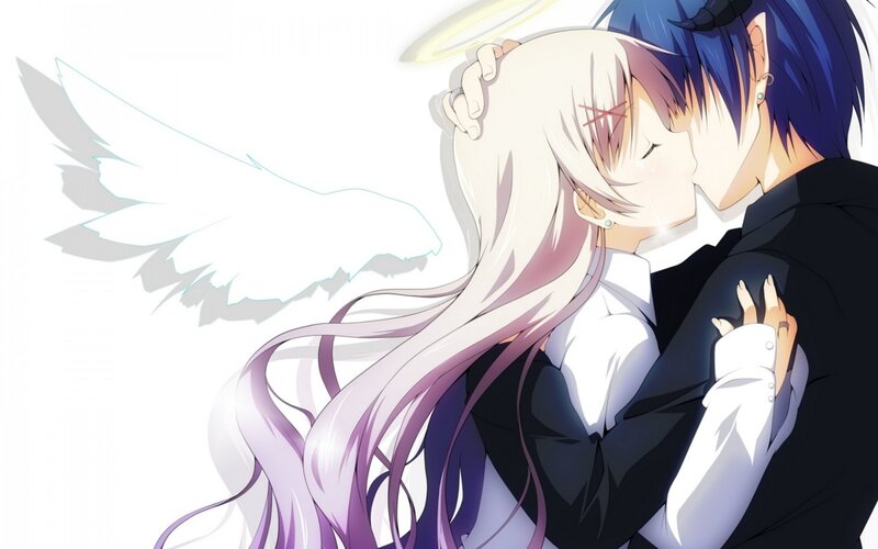 Angel and Demon Couple — White, Romantic