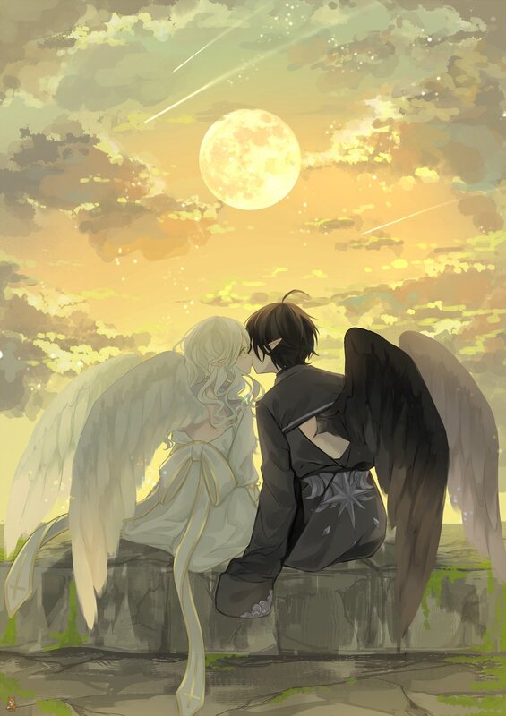 Angel and Demon Couple — Yellow