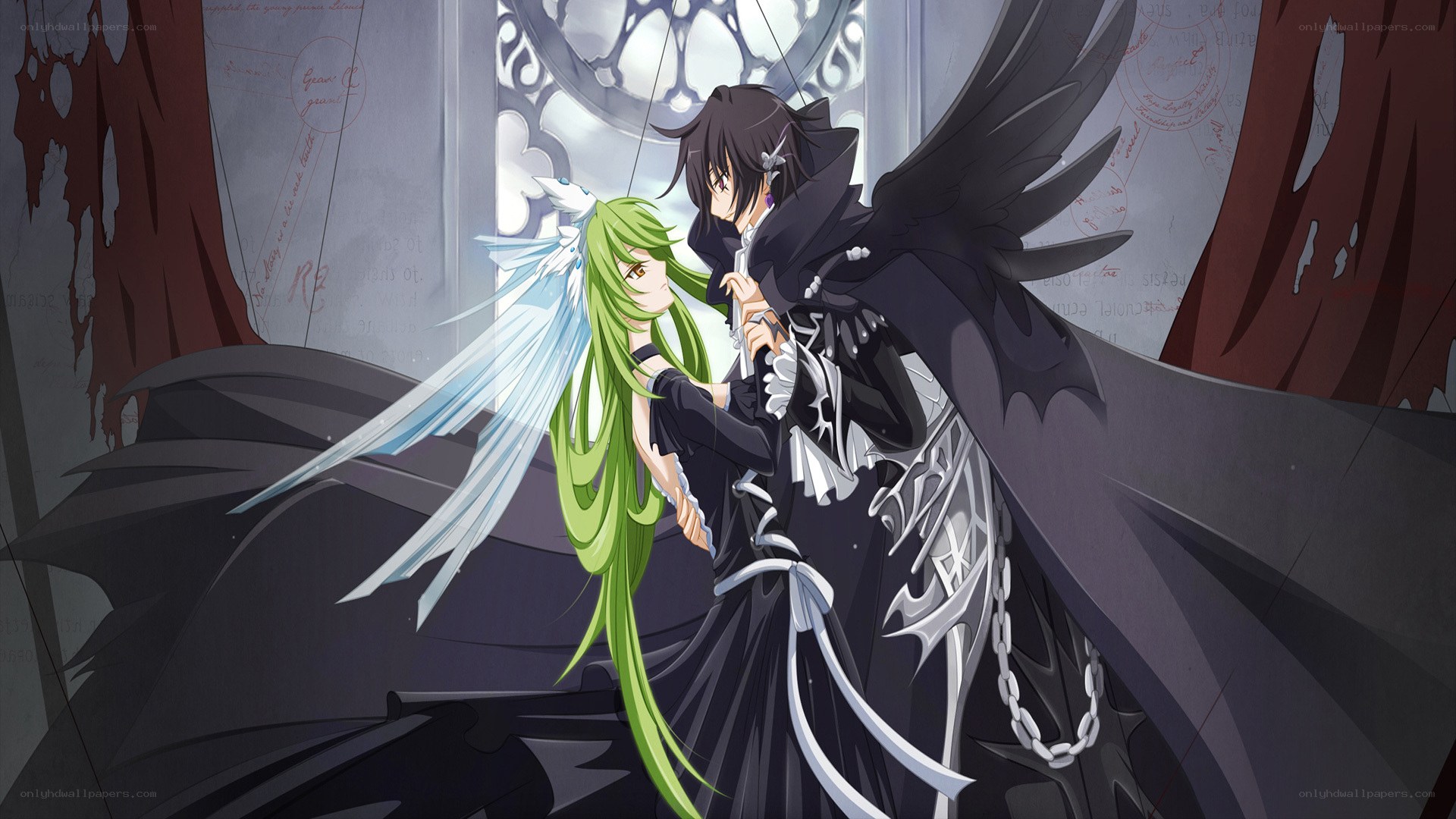 angel and demon embrace