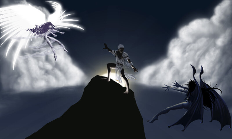 Angel and Demon Figures — Black