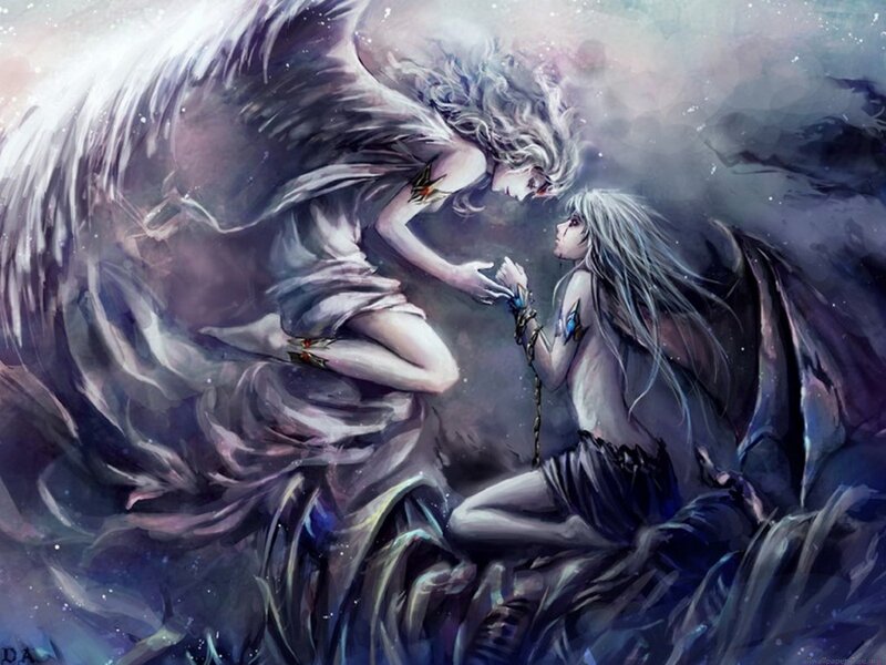 Angel and Demon Figures — Gray