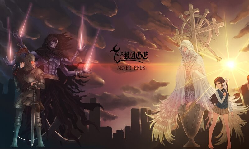 Angel and Demon Figures — Purple