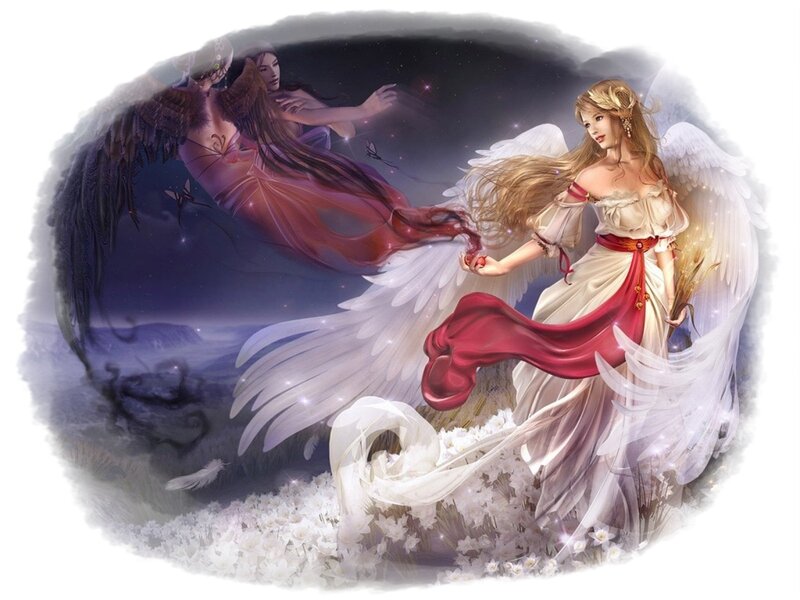 Angel and Demon Figures — White