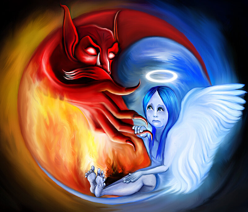 Angel and Demon in Yin-yang