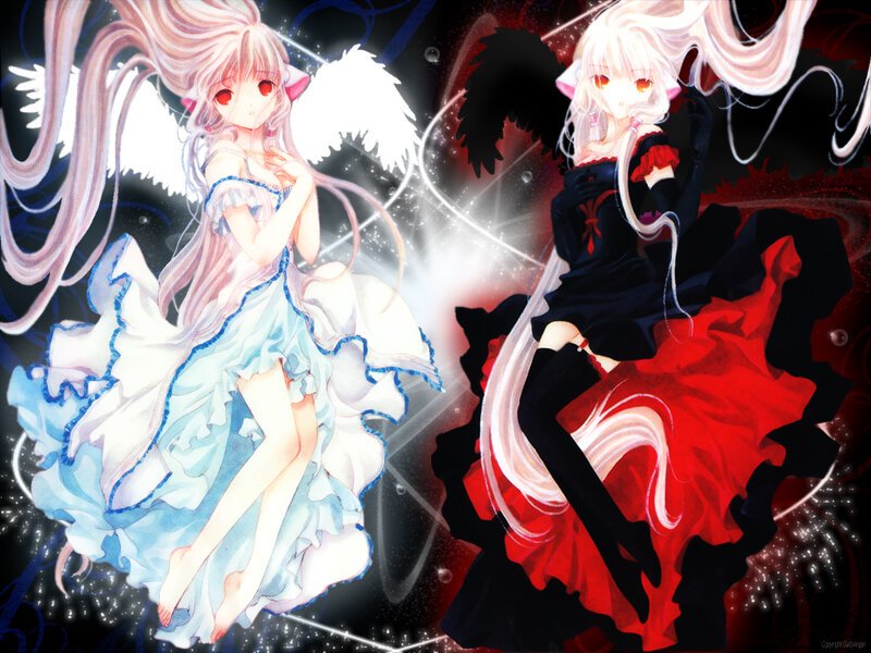 Angel and demon twin sisters
