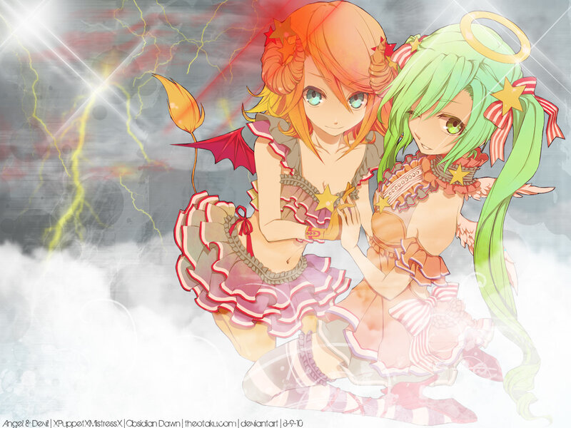 Angel and devil girls artwork