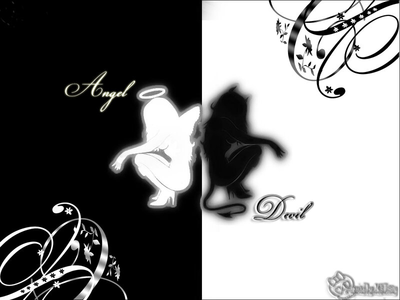 Angel and devil silhouette art