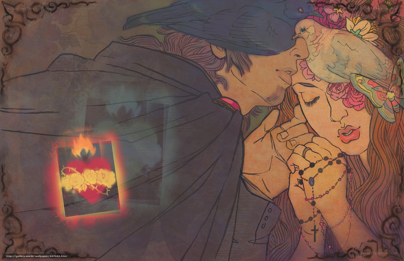 angel and dove kiss