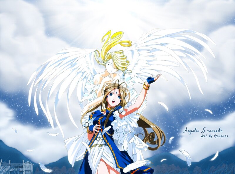 Angel and girl in sky