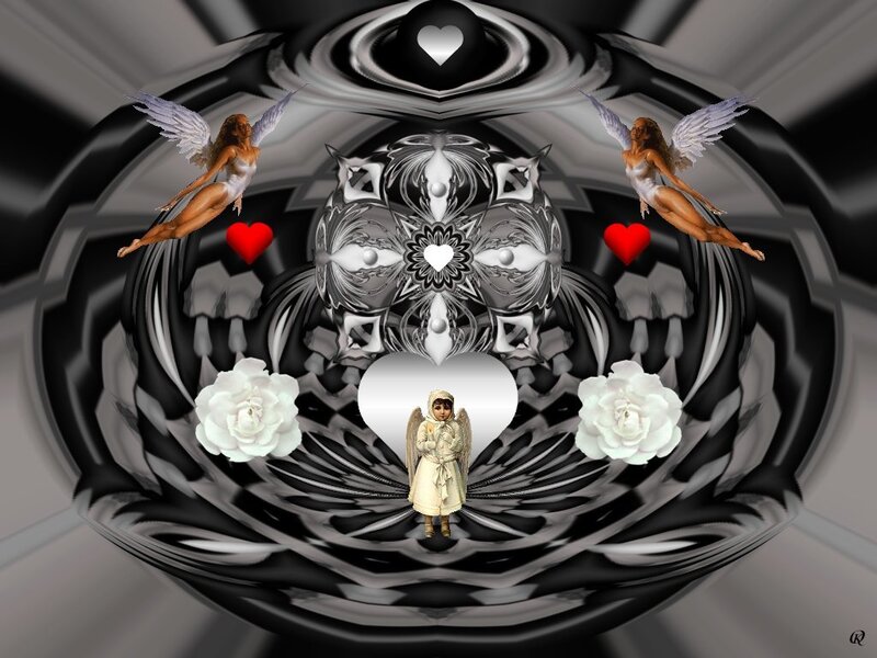 Angel and heart mandala