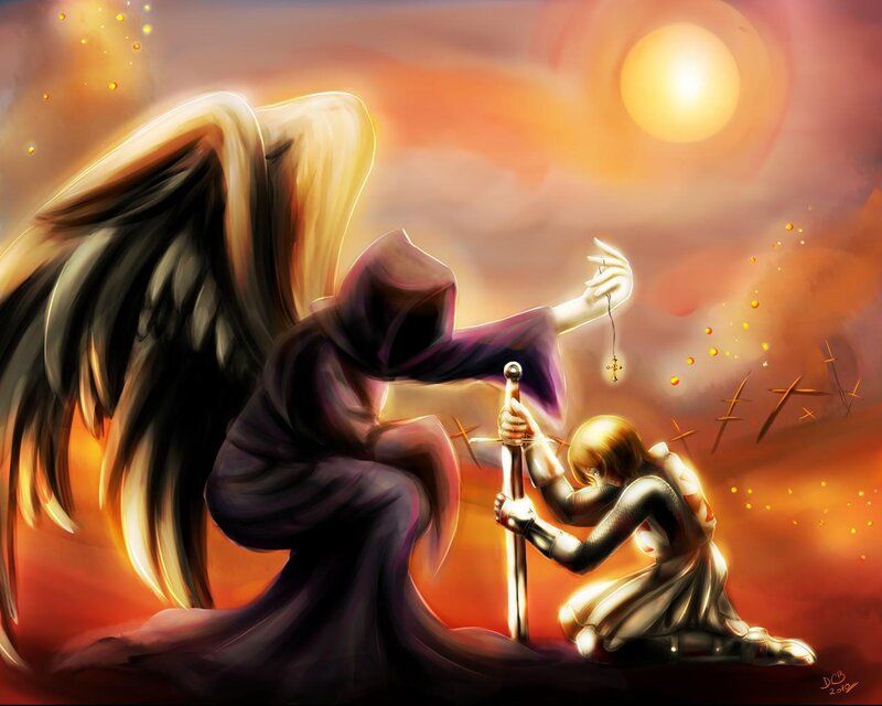 Angel and Knight Kneeling