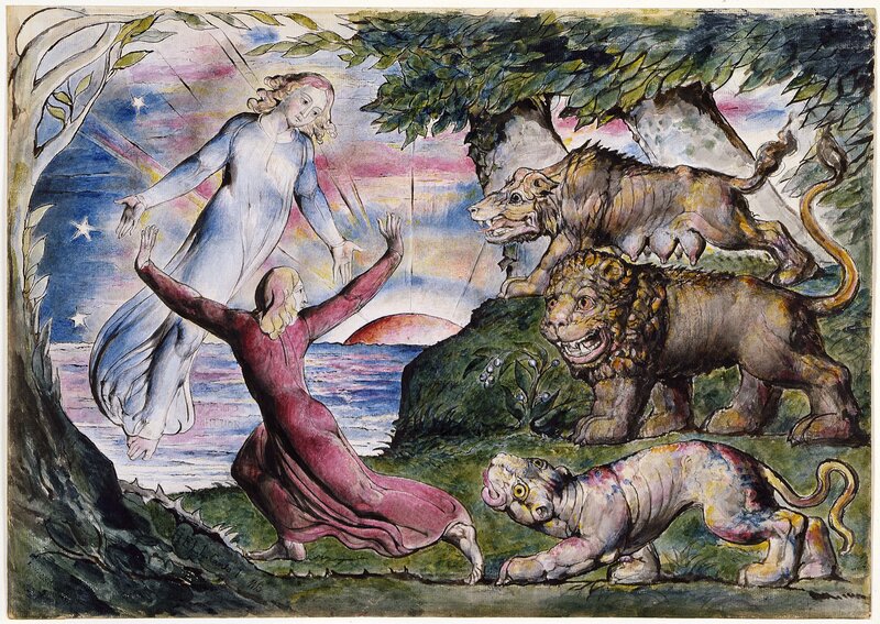 Angel and lions in a dream