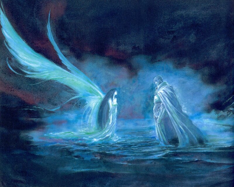 Angel and Man in Water — Blue