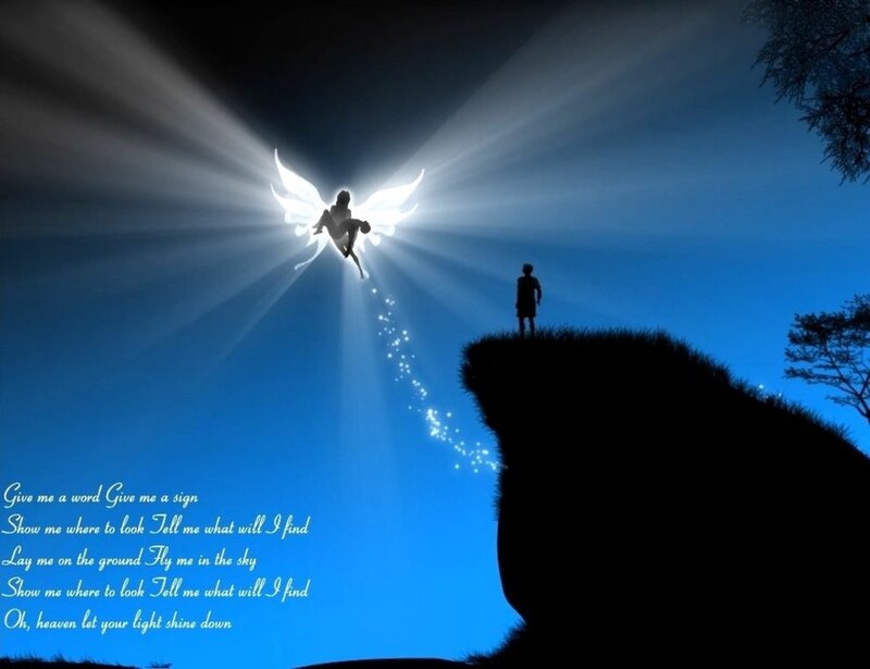 Angel and Person on Cliff