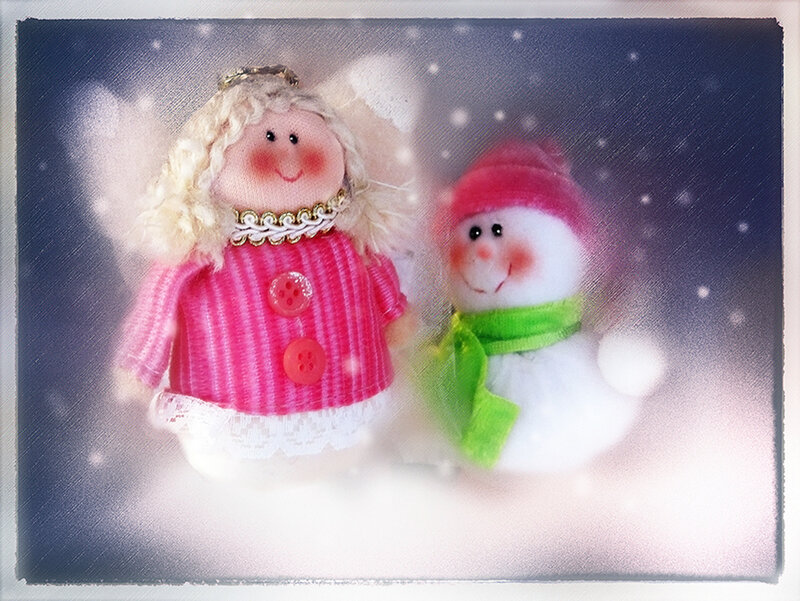 Angel and Snowman Figurines