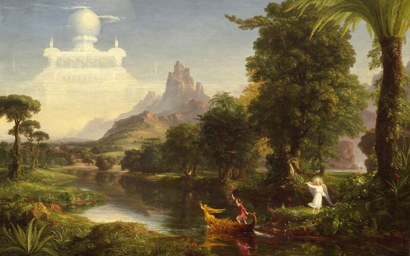 Angel and Traveler in Boat