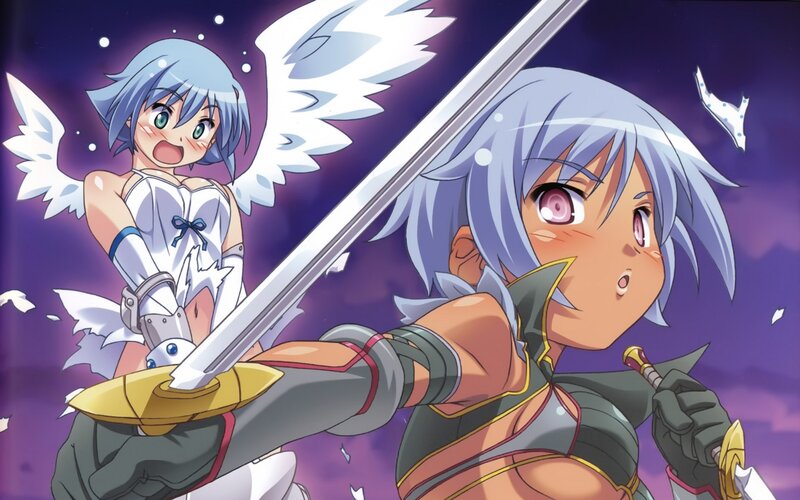 Angel and warrior girl in battle