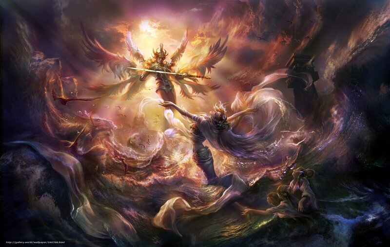 Angel and warrior in storm