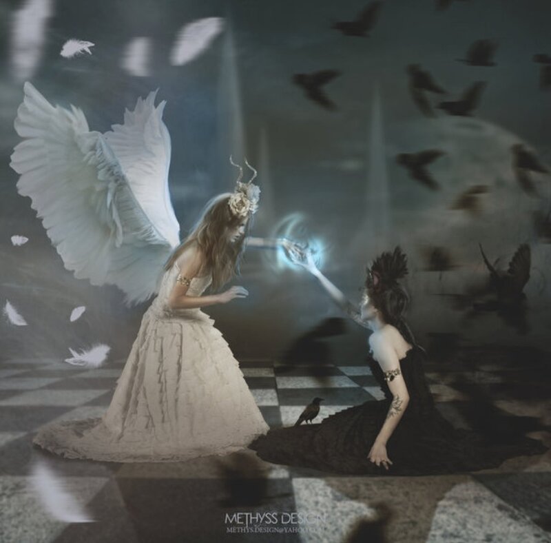 Angel and Woman in Conflict