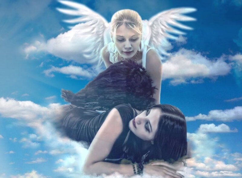 Angel and Woman in Sky — Blue