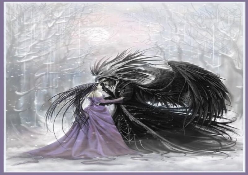 Angel and Woman in Snow