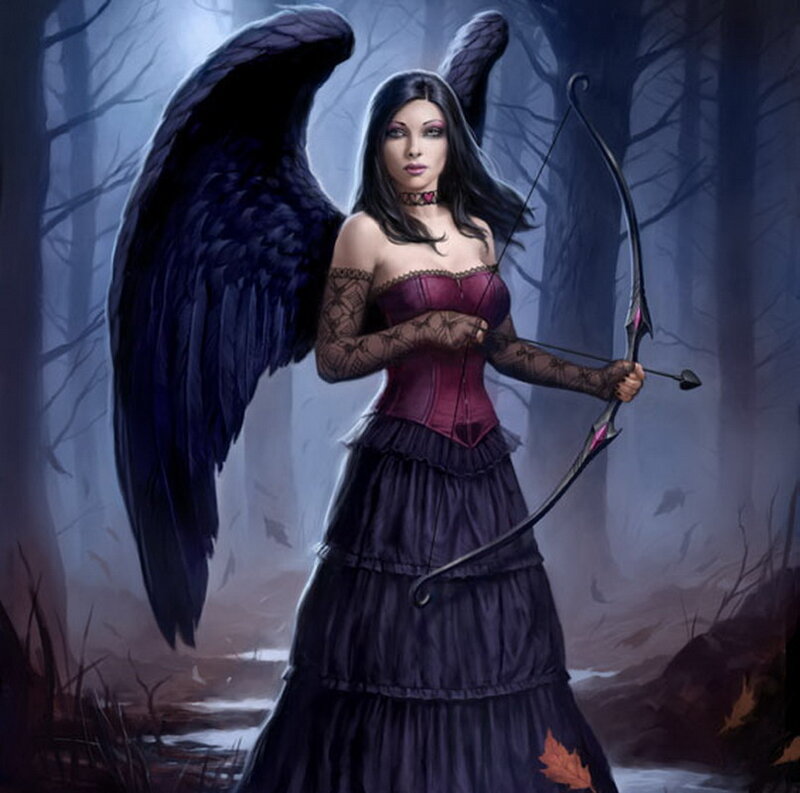 Angel Archer in Forest — Black