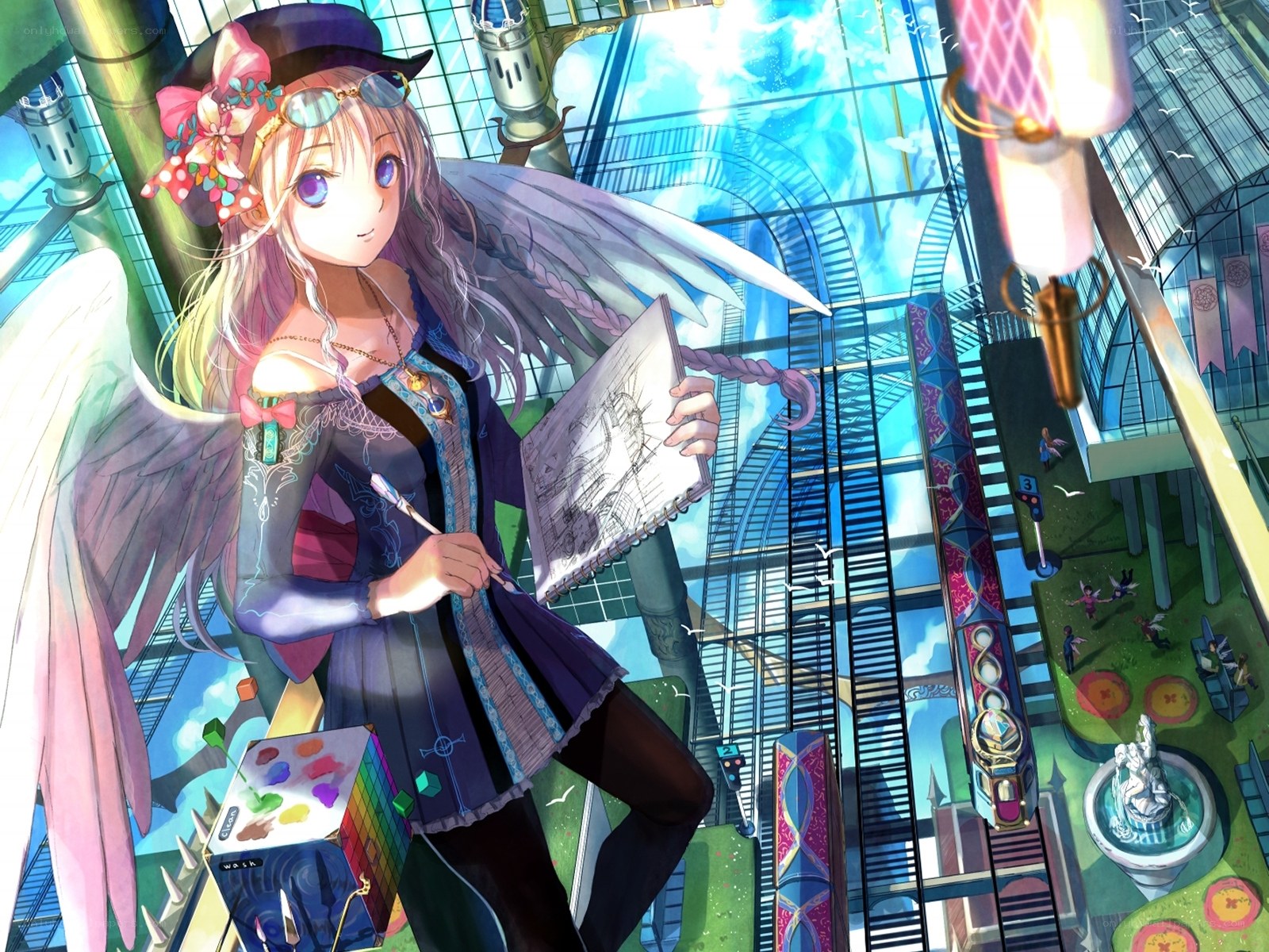 Angel artist in a glass city