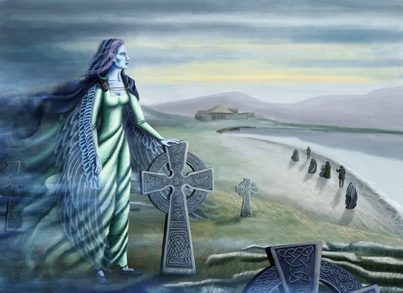 Angel at a Celtic cross