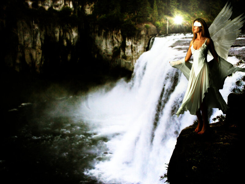 Angel at Waterfall