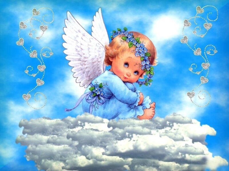 Angel baby on a cloud
