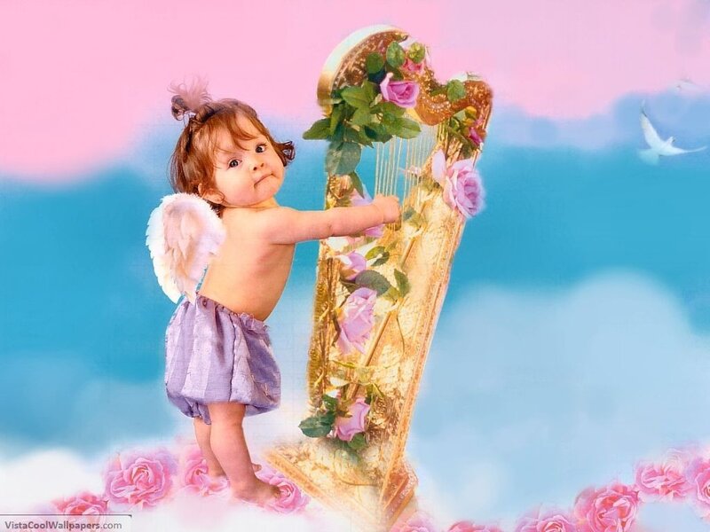 angel baby with harp