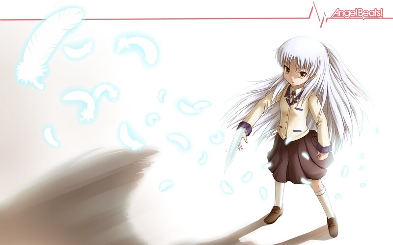 Angel Beats! character with feather magic