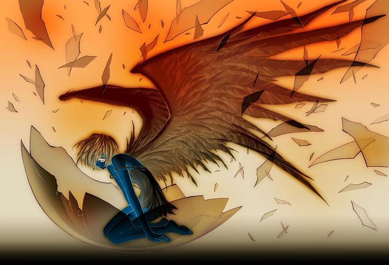 angel breaking free from shell