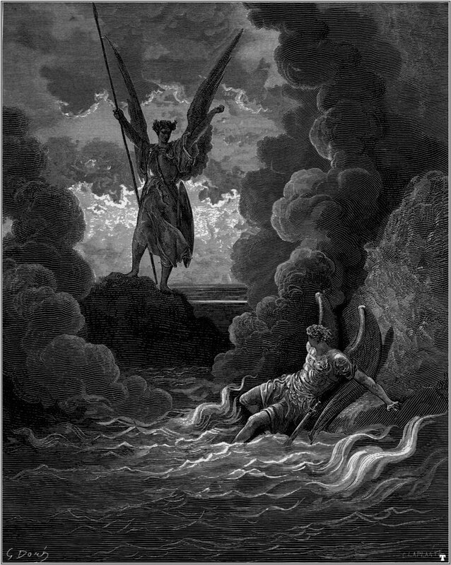 Angel casting down Satan