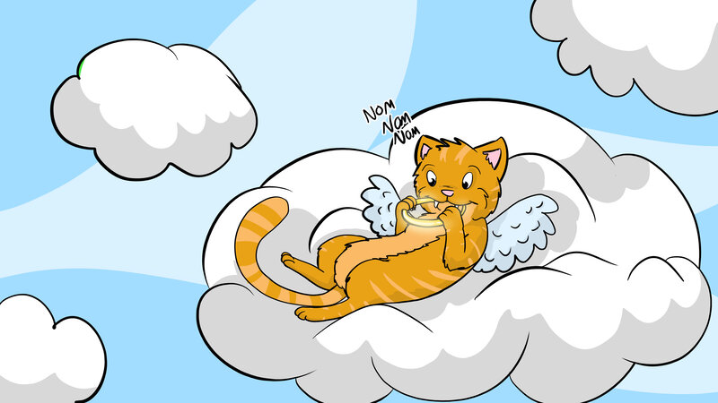 angel cat eating cloud
