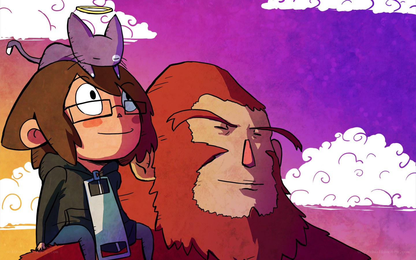 Angel cat on a shoulder