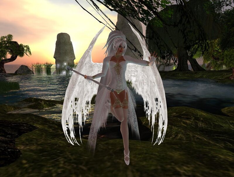 Angel character in fantasy landscape