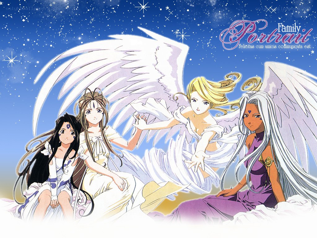 Angel characters in starry sky