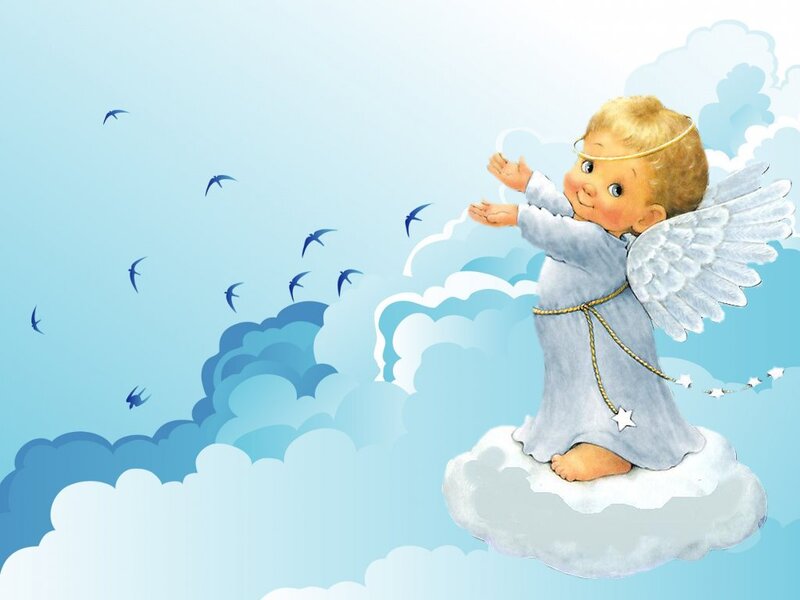 Angel Child on Cloud — Blue