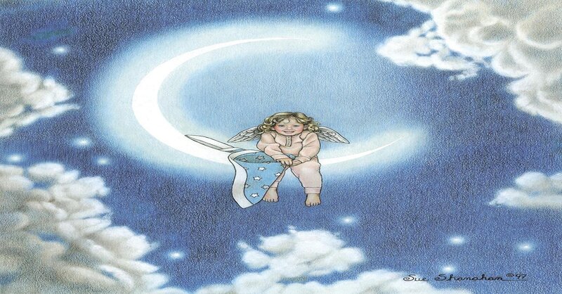 Angel Child on Crescent Moon