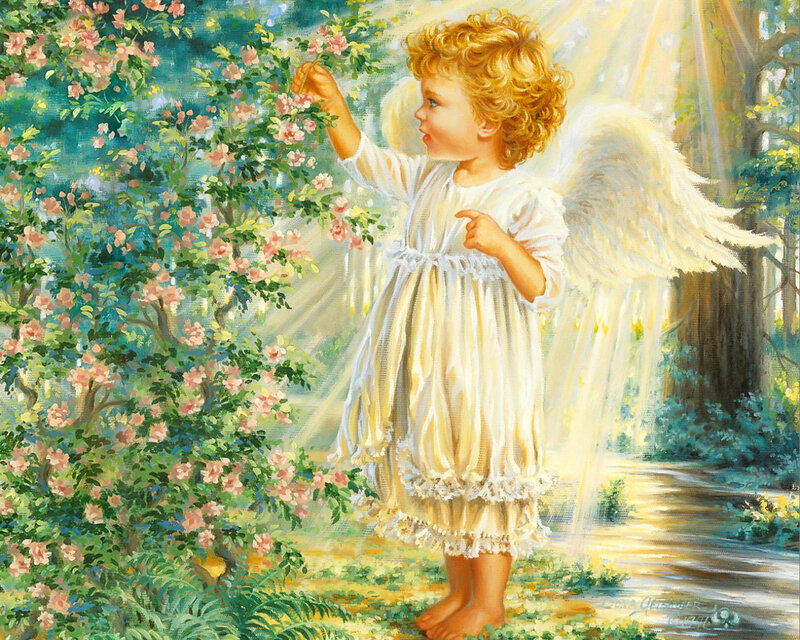 Angel Child Picking Flowers