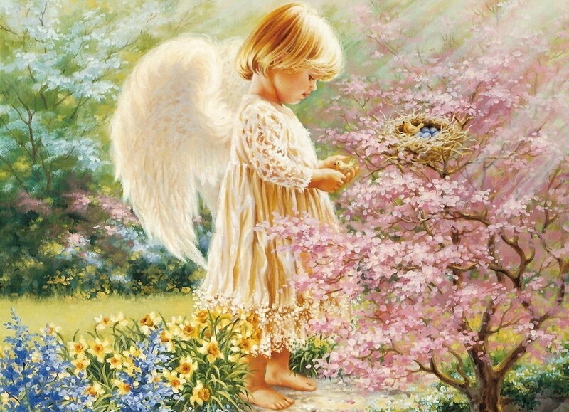 Angel Child with Bird