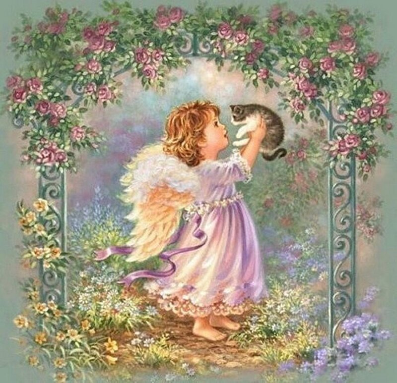 Angel Child with Cat