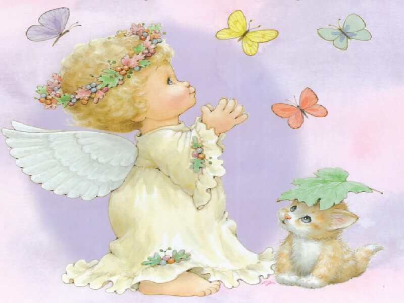 Angel Child with Kitten