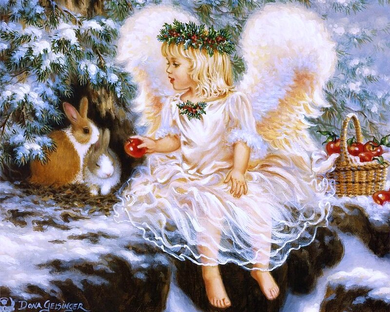 Angel Child with Rabbits